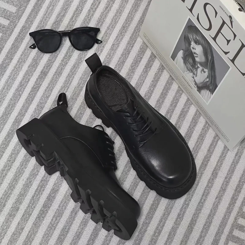 和一合集  增高5CM原创复古穿搭休闲通勤百搭真皮皮鞋厚底德比鞋