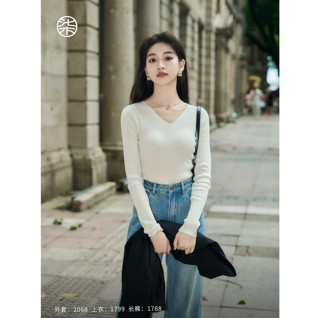 【大柒】【云柔】1799柒量一裁小个子轻柔长袖毛织上衣洋气打底衫内搭