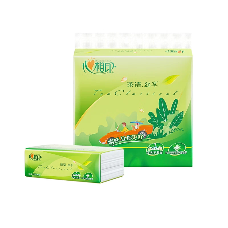 心相印家用面巾纸丝享系列抽纸28张三层小包卫生纸巾T4035便携式