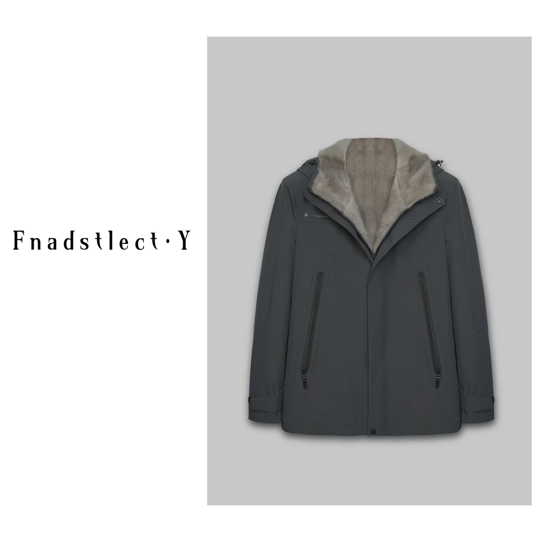 Fnadstlect.Y-22723轻奢时尚水貂风尚服男款防风保暖外套【兔毛袖】