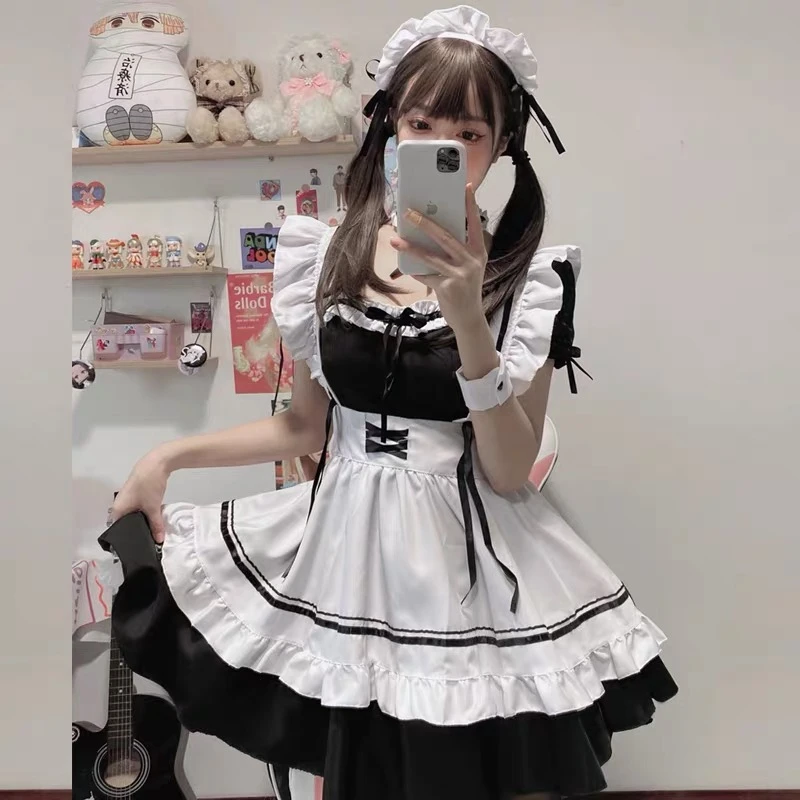 软妹装动漫cosplay女仆制服二次元可爱lolita纯欲风性感睡裙白色