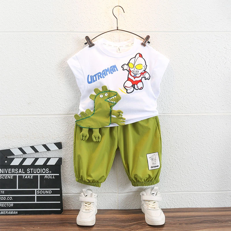 奥特曼儿童衣服男童夏季背心套装潮流1-3-6岁中小童宝宝卡通服装