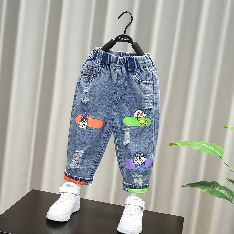 男童牛仔裤秋装2025新款洋气儿童裤子卡通潮小童秋季宝宝直筒长裤