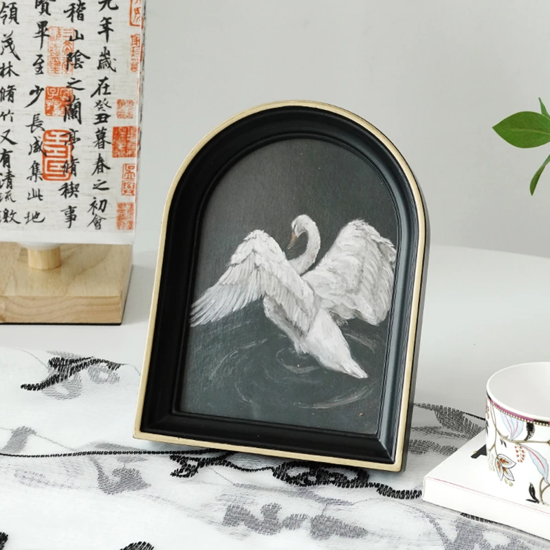 摆台高级感家居装饰摆件木质空框相片法式中古实木z1285
