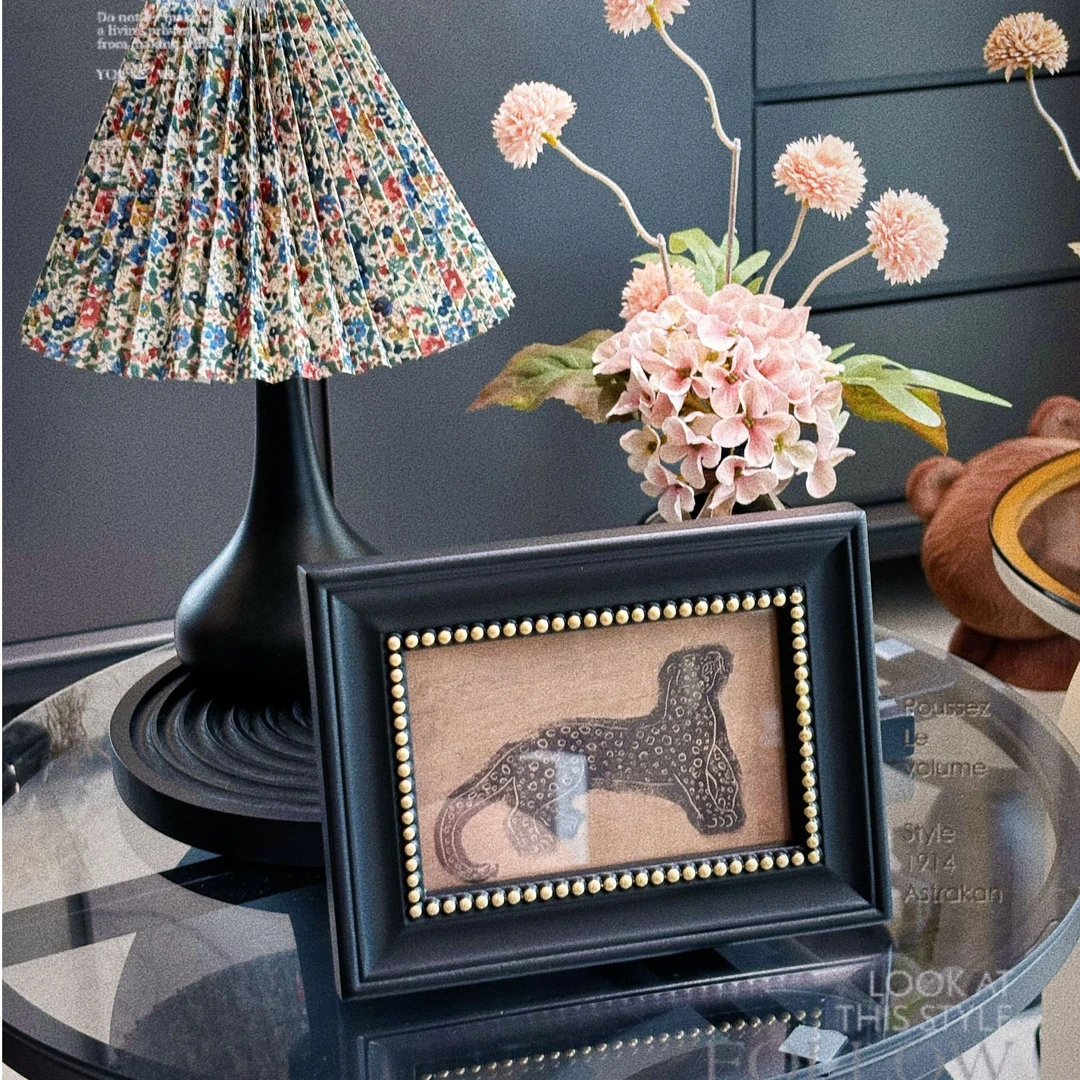 春晓专属法式中古风木制圆形相框复古古典家居6寸照片替换可挂墙