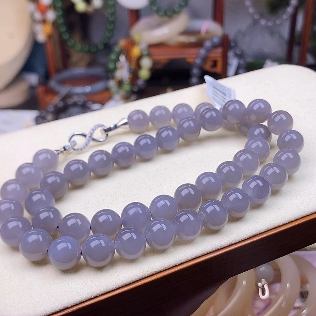 和田玉浓烟紫冰底妈妈链10m'未镶嵌