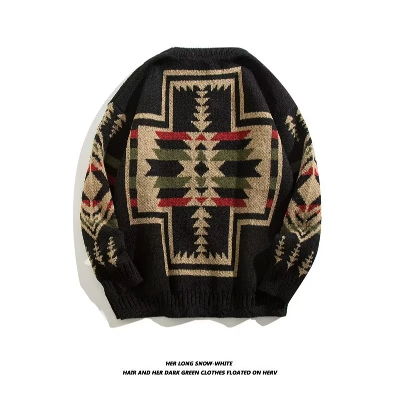 新款毛衣男复古日系慵懒风圆领针织衫外套秋冬季ins港风线衣