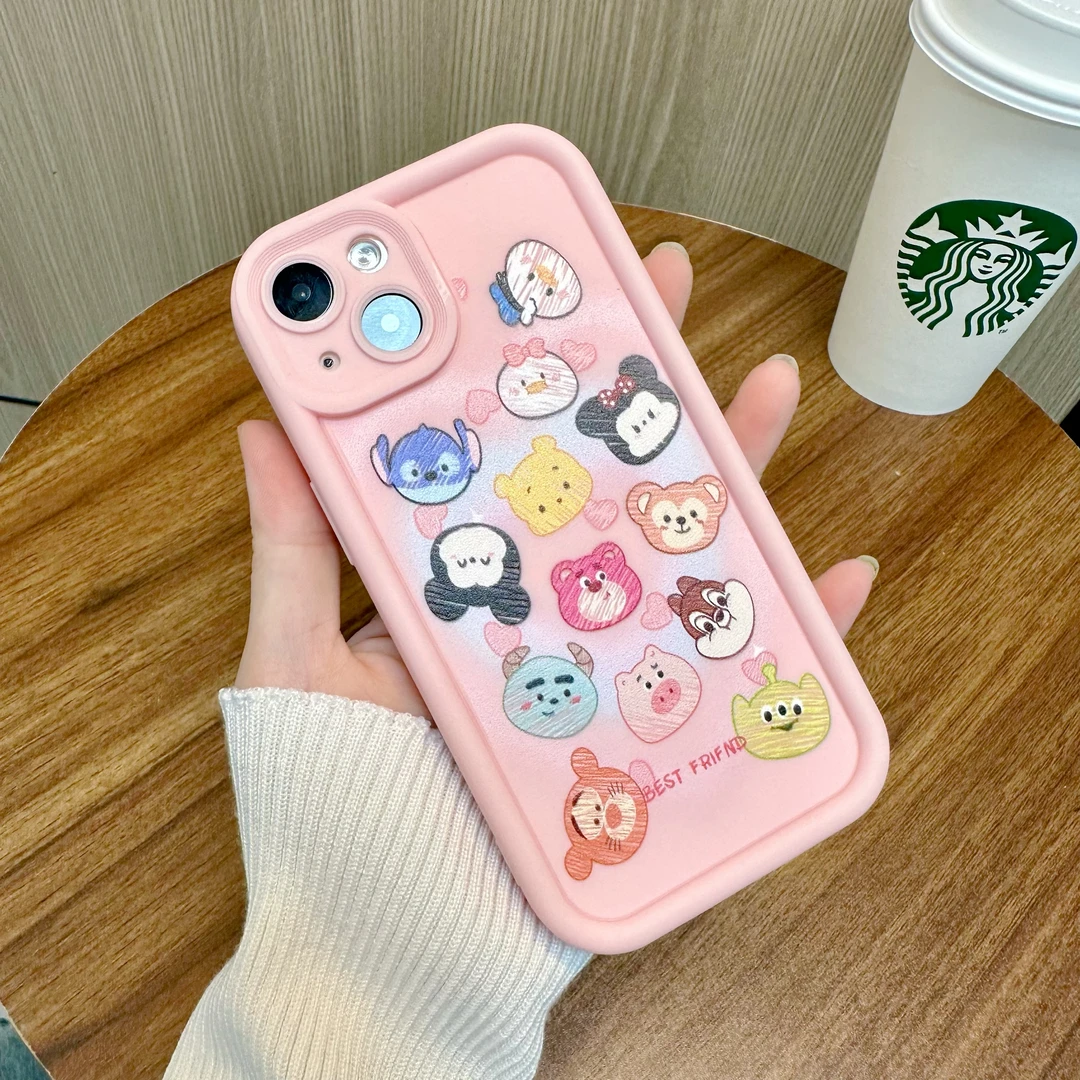 可爱卡通适用于iPhone15女款手机壳精孔全包华为vivo防摔oppo小米