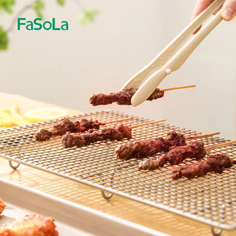 FaSoLa厨房硅胶食品夹耐高温防烫煎牛排食物夹家用烤肉烧烤食品夹