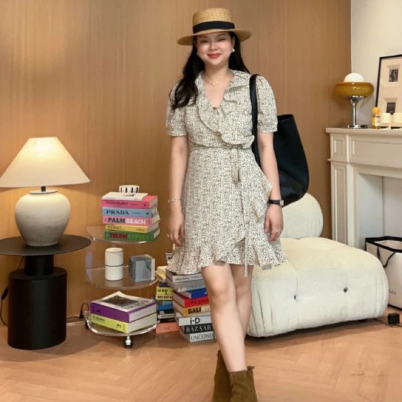 【惠姐私服】{微风一夏}法式碎花显瘦荷叶边连衣裙82106