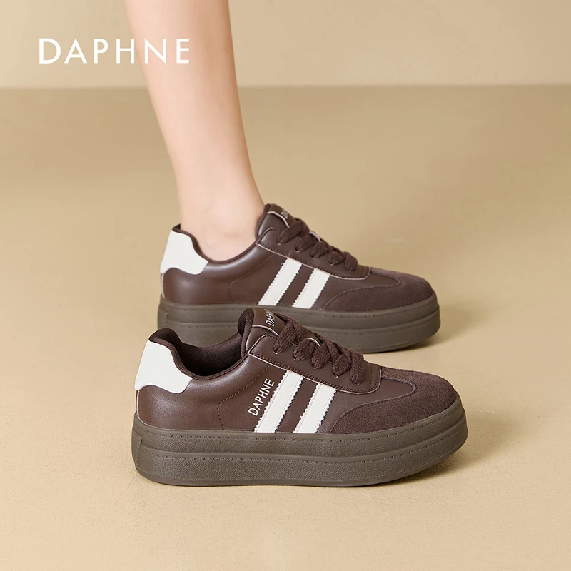 Daphne/达芙妮女鞋2026秋季板鞋厚底复古休闲拼色舒适百搭运动