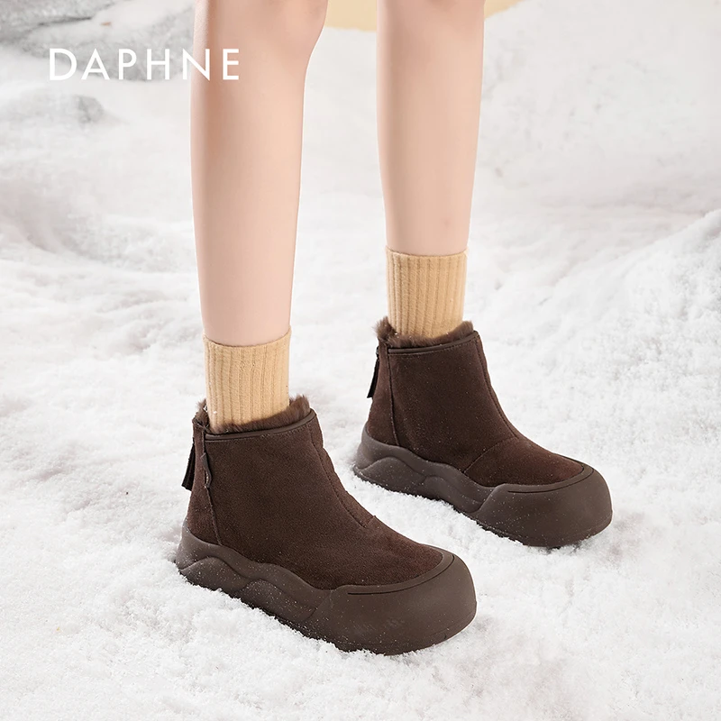 Daphne/达芙妮女鞋2025冬季雪地靴厚底增高加绒保暖休闲时尚百搭M