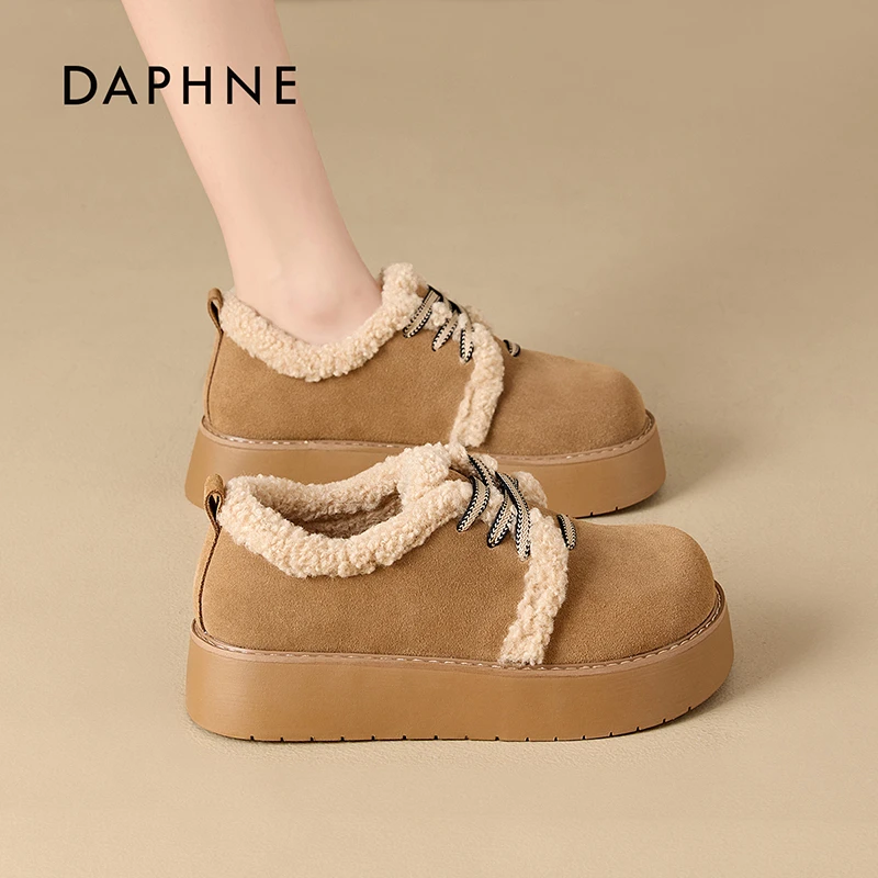Daphne/达芙妮女鞋2025冬季雪地靴加绒保暖厚底复古休闲经典百搭
