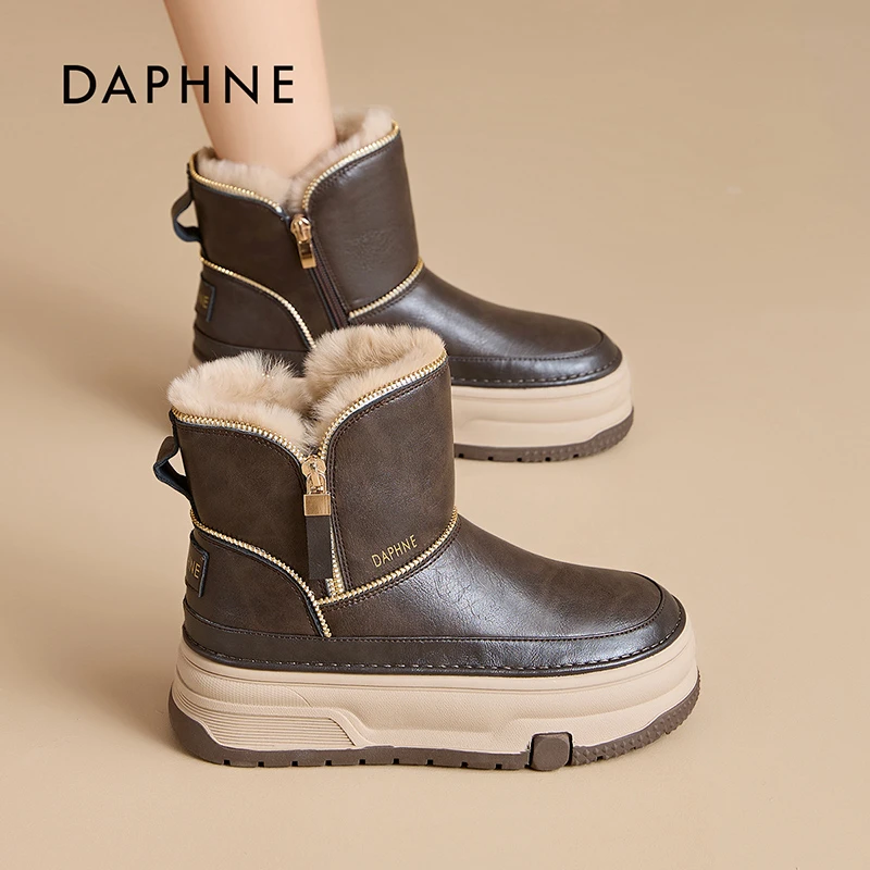 Daphne/达芙妮女鞋2025冬季雪地靴厚底加绒保暖经典时尚百搭休闲M
