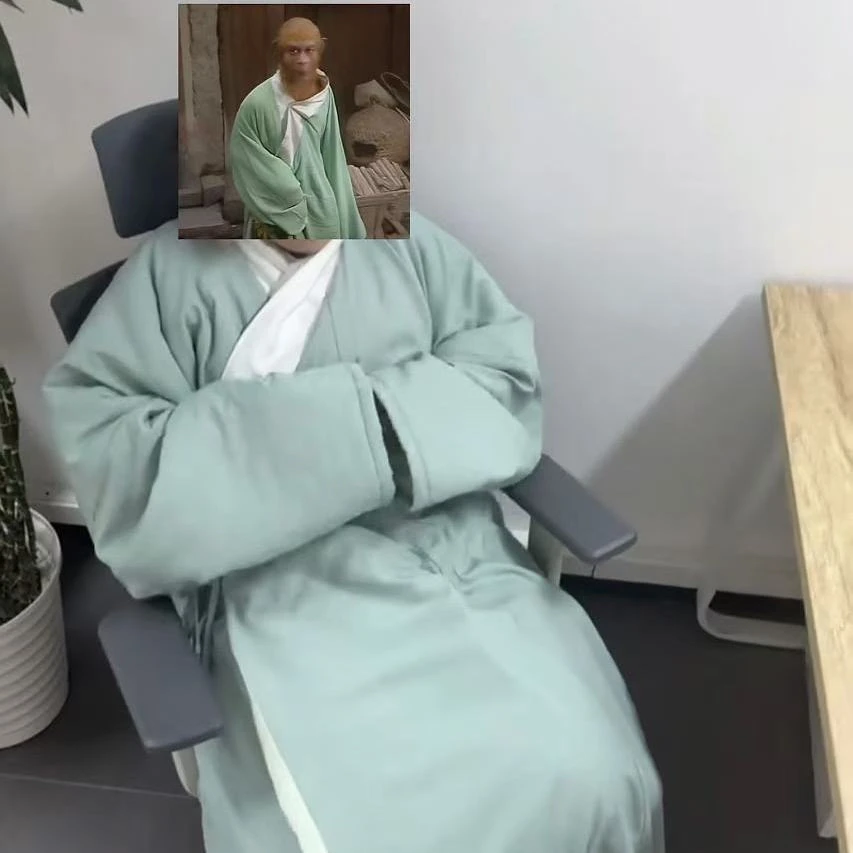 2024新款睡衣春秋孙悟空绿色长衫睡袍家居服学生宿舍宽松外穿舒适