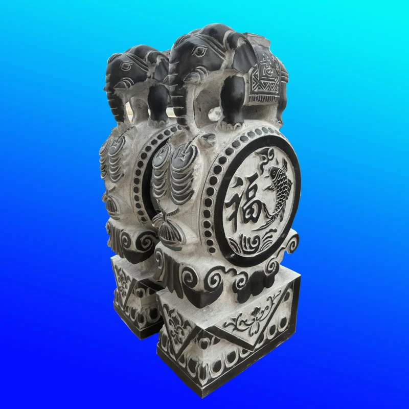 、石雕青石仿古做旧门墩包鼓石大理石户对庭院酒店会所门口摆件