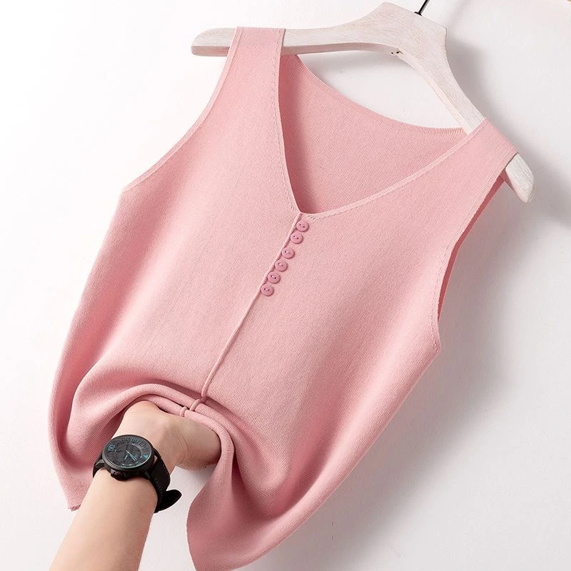 新款宽松六扣吊带背心