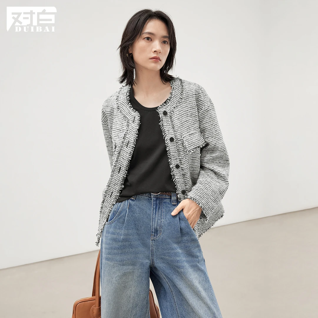 对白小香风优雅轻熟短外套女2024秋季新款编织流苏高级感通勤上衣