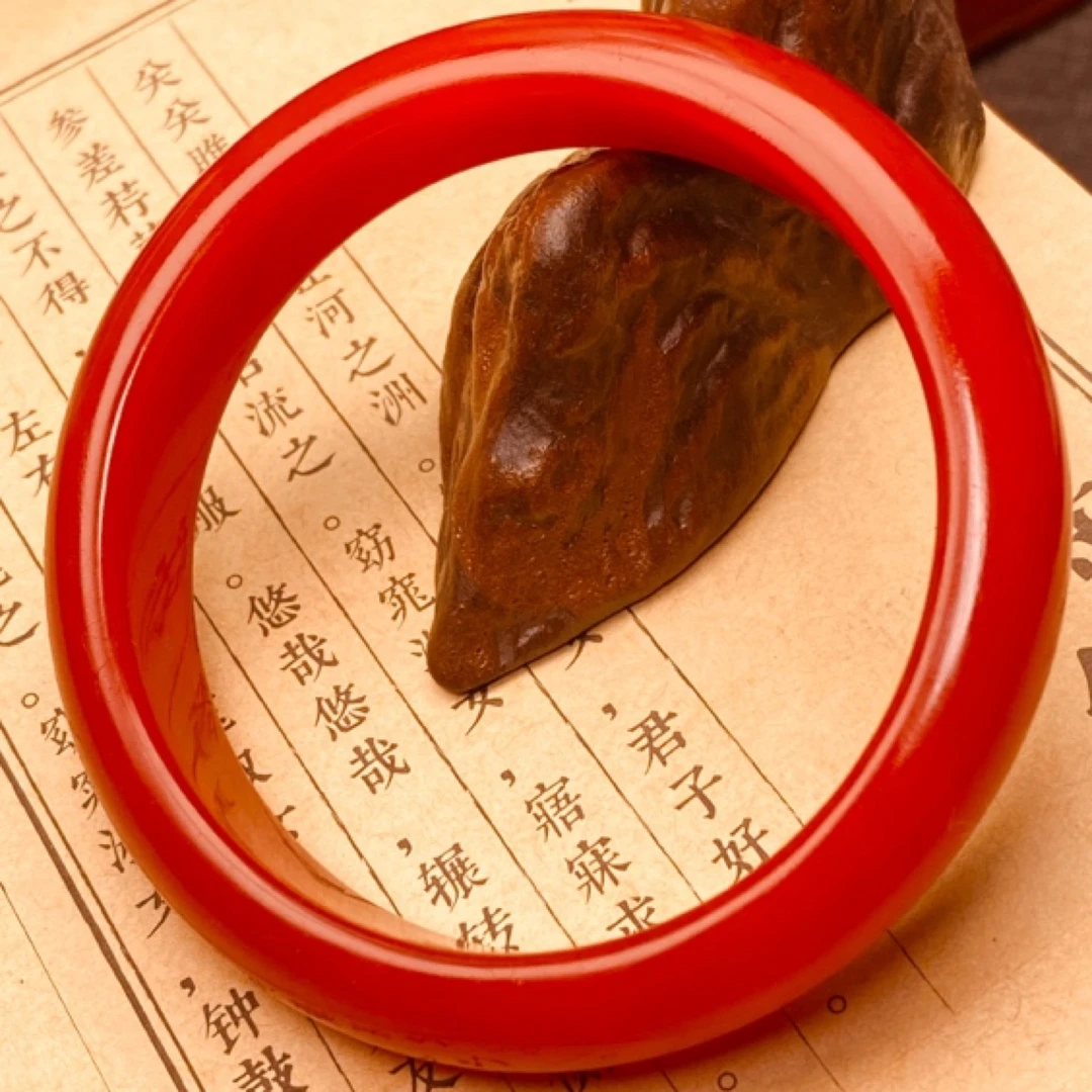 保山老矿子料 天然帝王红玛瑙手镯-（带证书）