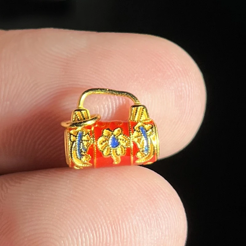 925银银制品 S925银古法银珐琅彩小锁滴流DIY配饰FG254