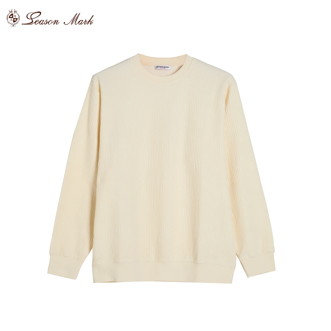 SEASONMARKcleanfit提花设计时尚圆领纯色卫衣休闲百搭宽松情侣
