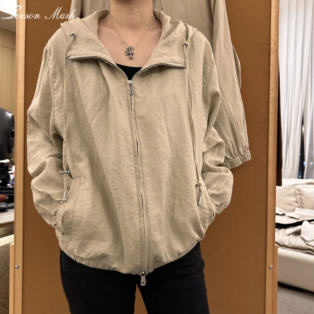 SEASONMARKcleanfit秋季新款亚麻拉链夹克外套休闲百搭简约情侣男