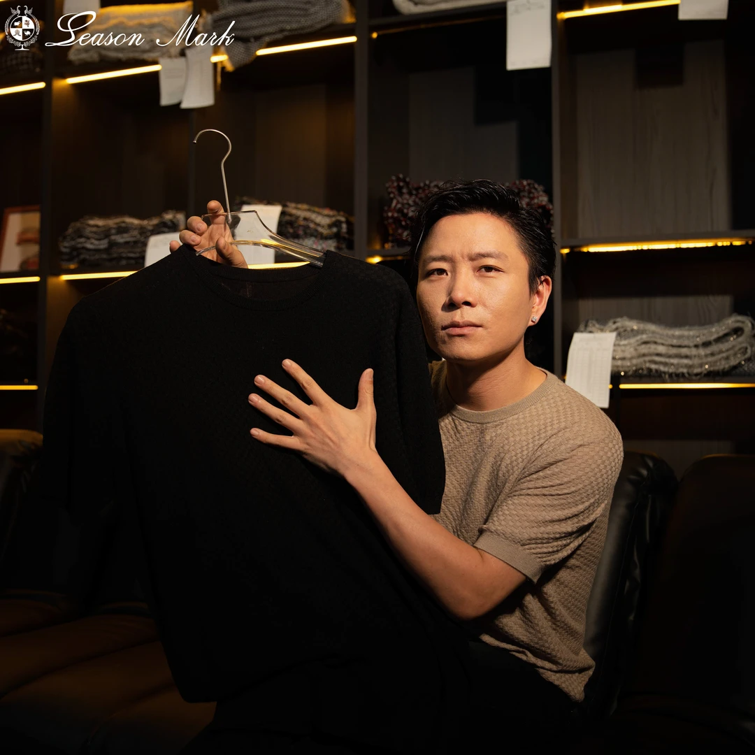 SEASONMARKcleanfit老钱风针织棋盘格短袖夏季百搭简约纯色圆领T