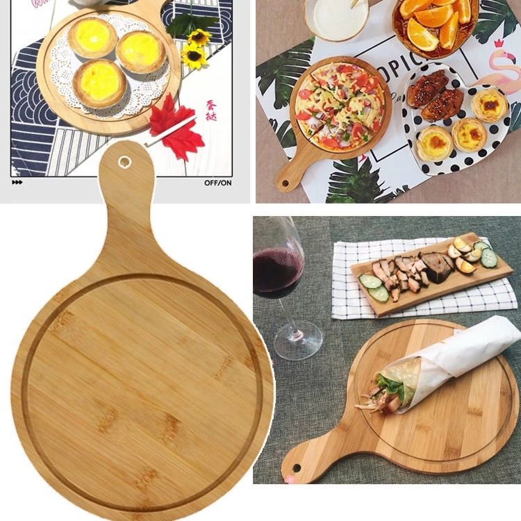 【知临烘焙】竹木披萨板托盘西餐切面包牛排蛋糕实木披萨盘寿司圆