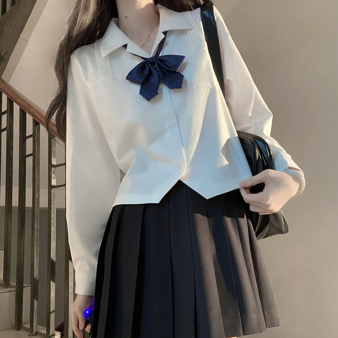 短款jk衬衫长袖短袖基础款夏季宽松百搭白衬衣小众设计感上衣女