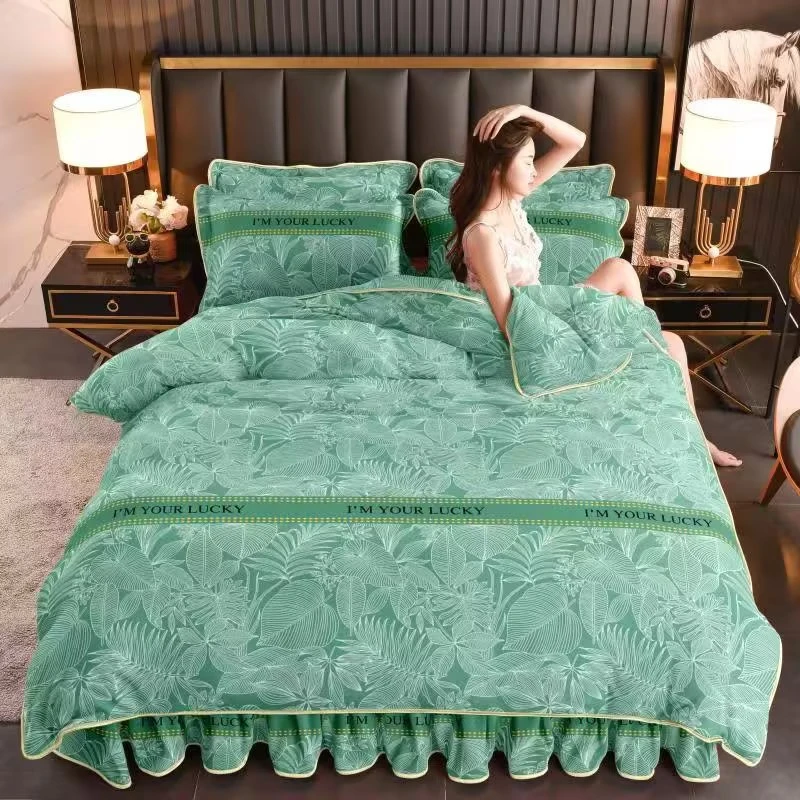 新款高端加厚牛奶绒四件套抗静电保暖加绒双面绒床上用品床单被套