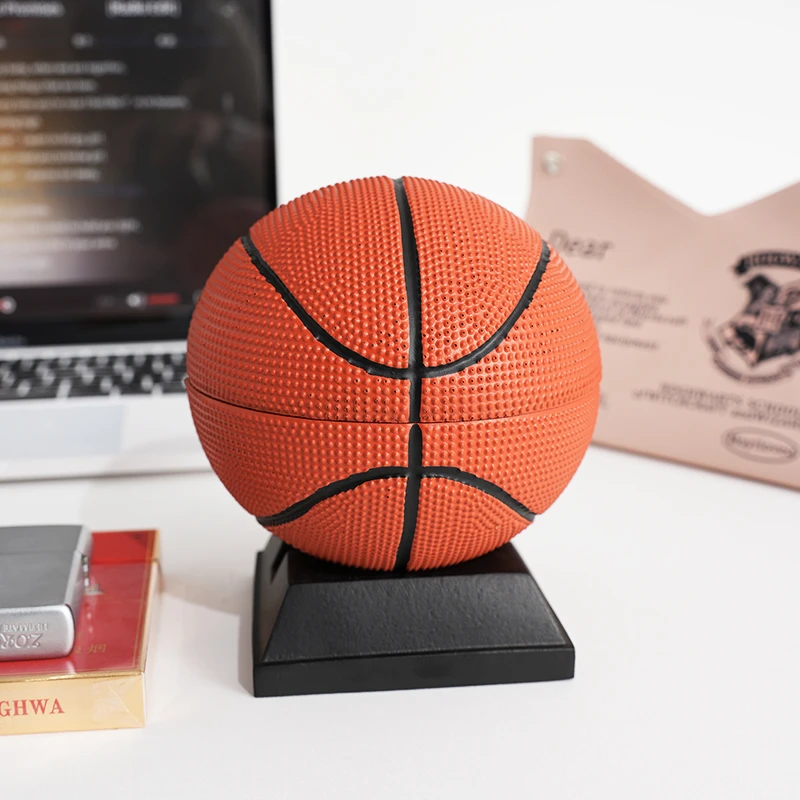 篮球烟灰缸网红高级感创意摆件带盖防飞灰潮流客厅办公室家用送礼