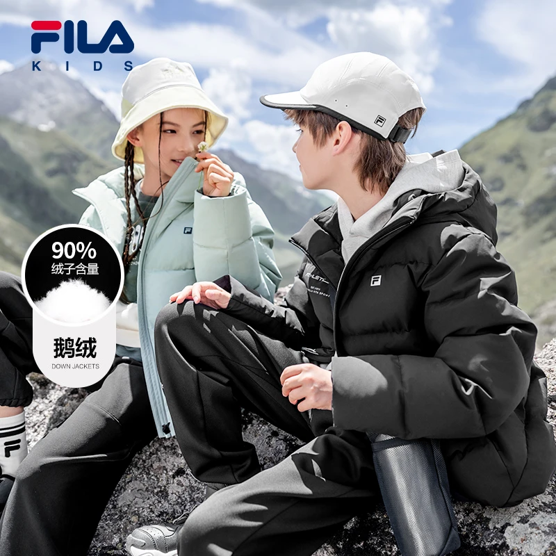 FILAKIDS斐乐儿童中大童鹅绒连帽防风保暖羽绒服外套K12B443923F