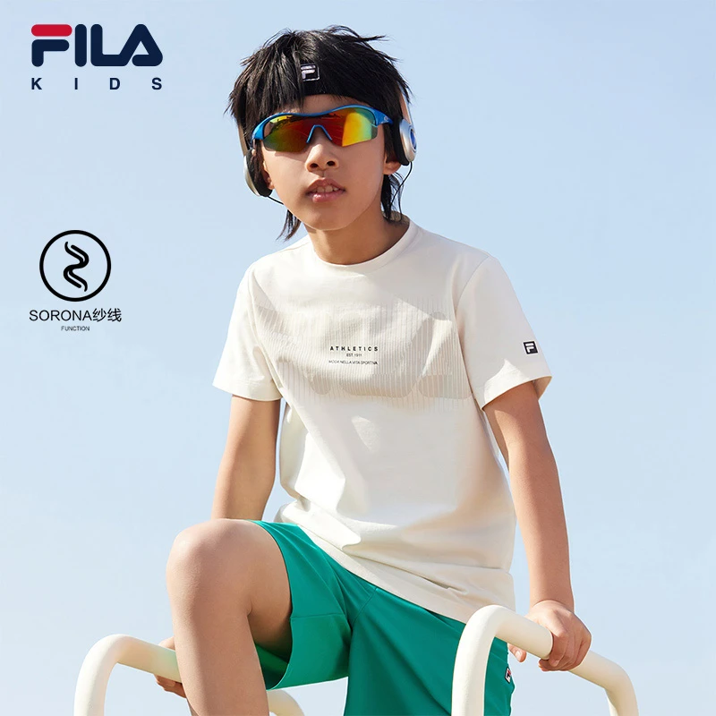 FILAKIDS斐乐儿童【运动透气】男大童2024新款短袖T恤K12B413108F