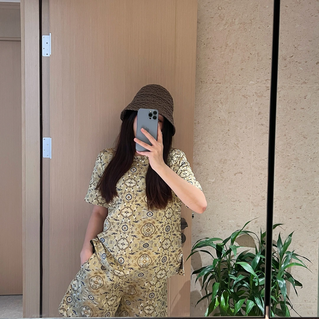 1店【未时梦】鹤鹿同春 新中式国风休闲夏季复古宋锦短袖上衣短裤套