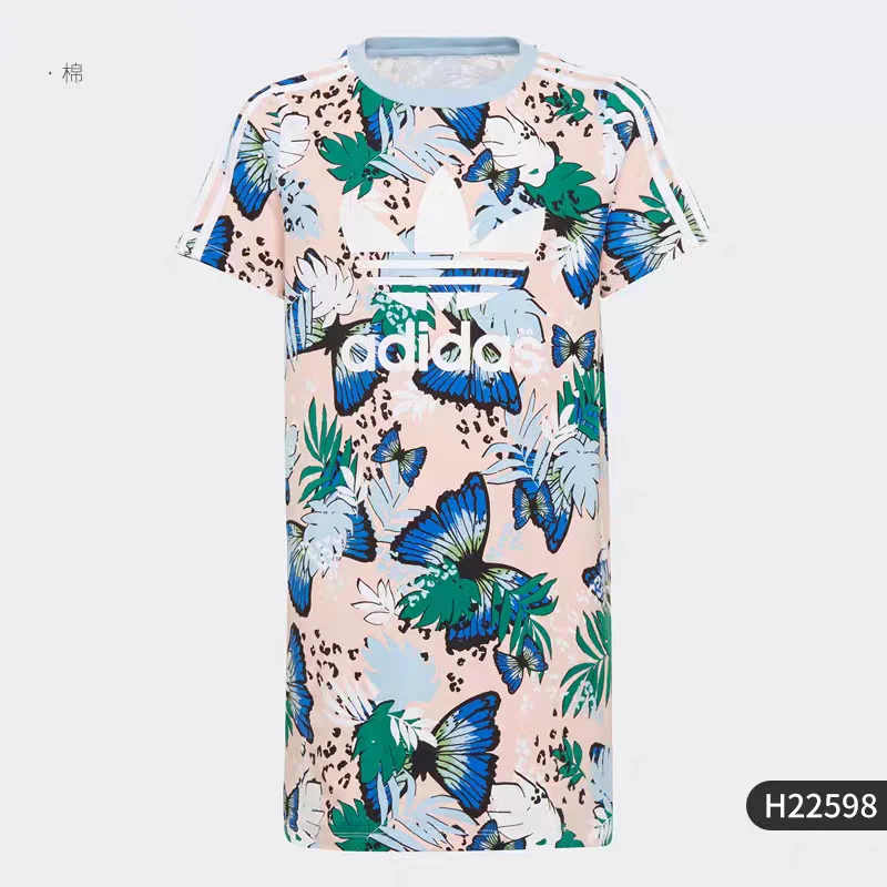 Adidas/阿迪达斯正品 夏季女大童休闲运动连衣裙 H22598