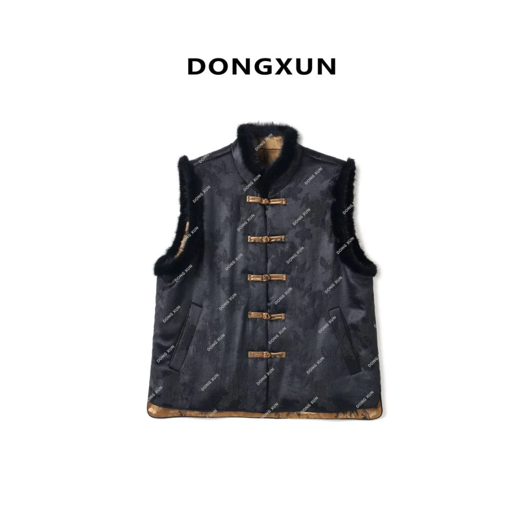 【若竹】满分桑蚕丝香云纱冬季加厚双面双穿新中式棉马甲DX24YR008