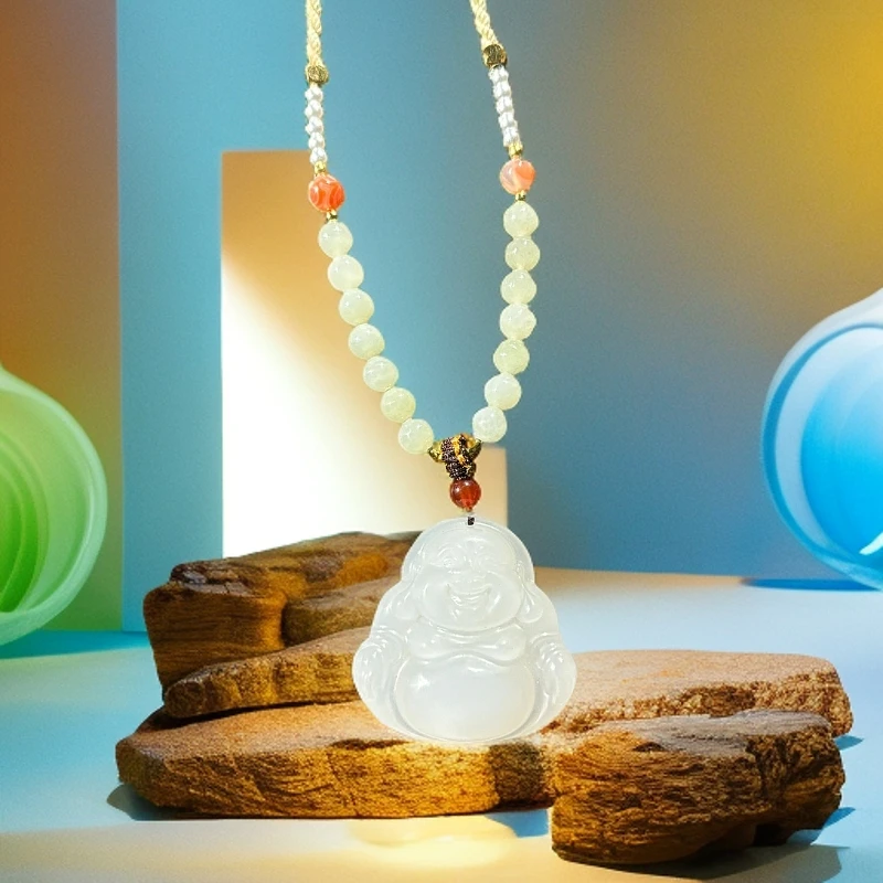 潮戴珠宝   纯天然和田玉白玉佛公款