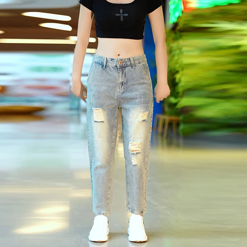 2025男士牛仔裤夏季破洞直筒休闲复古修身时尚显瘦潮流牛仔长裤