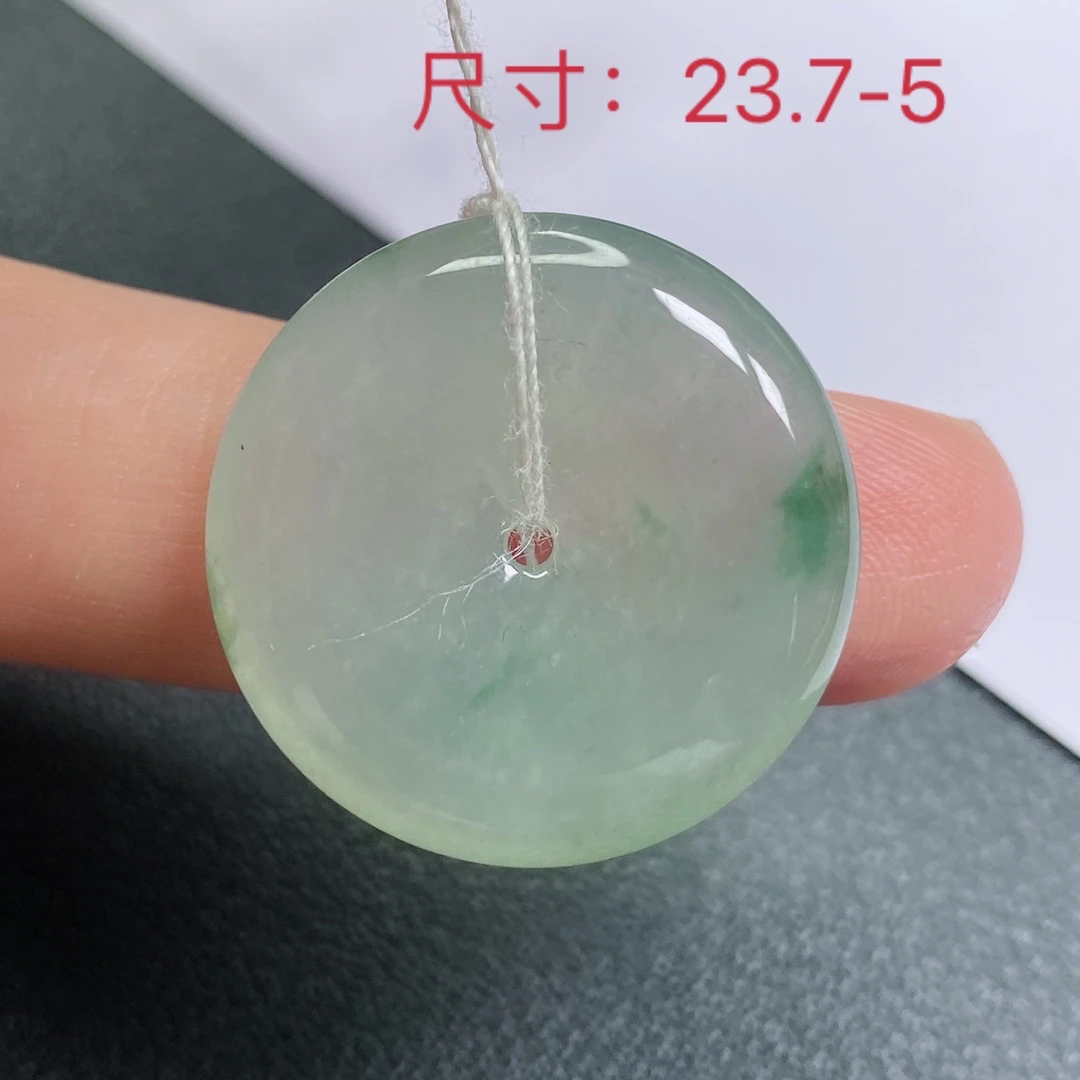 1114缅甸天然A货翡翠 翡翠飘花平安扣吊坠玉石珠宝平安扣挂件