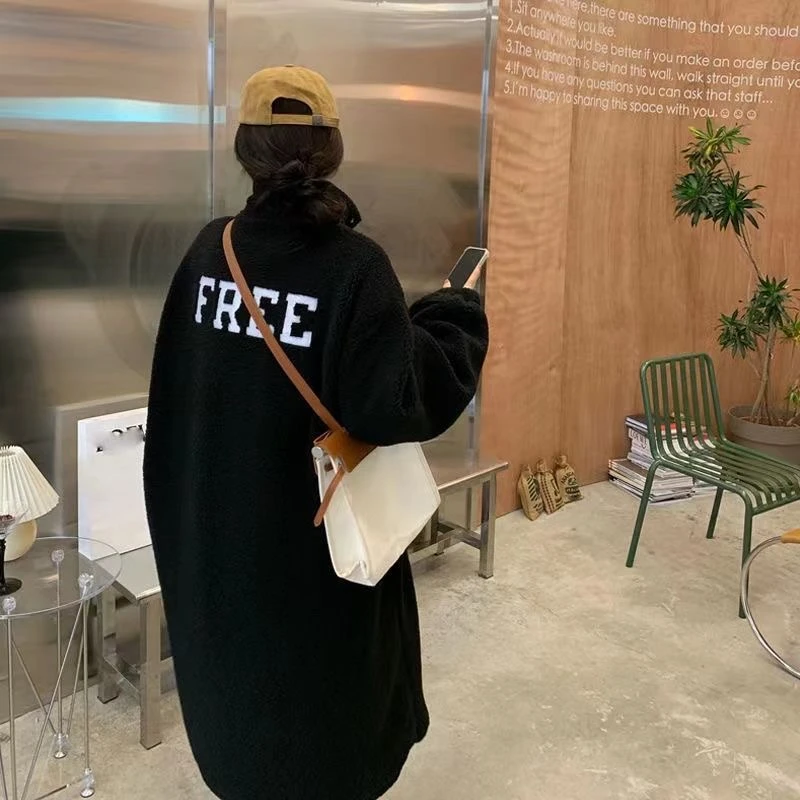 大码300斤秋冬加绒加厚长款大衣显瘦胖mm百搭慵懒简约宽松外套