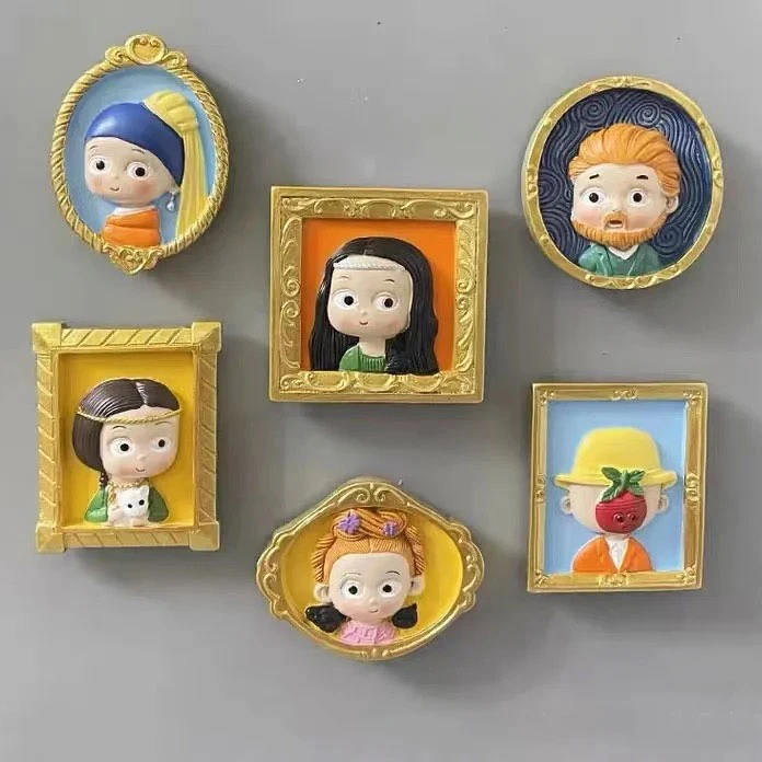 创意梵高名画系列香薰石膏画娃娃亲子手工DIY涂色磁吸冰箱贴