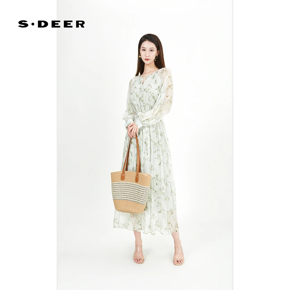 S·DEER【欧若风】爆款微胖显瘦早夏漂亮衣服泡泡袖连衣裙S243Z1205