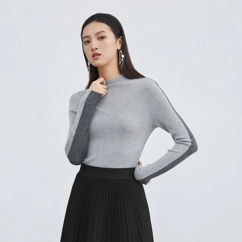 S·DEER圣迪奥女装春秋时尚修身百搭修身中高领基本款打底针织衫