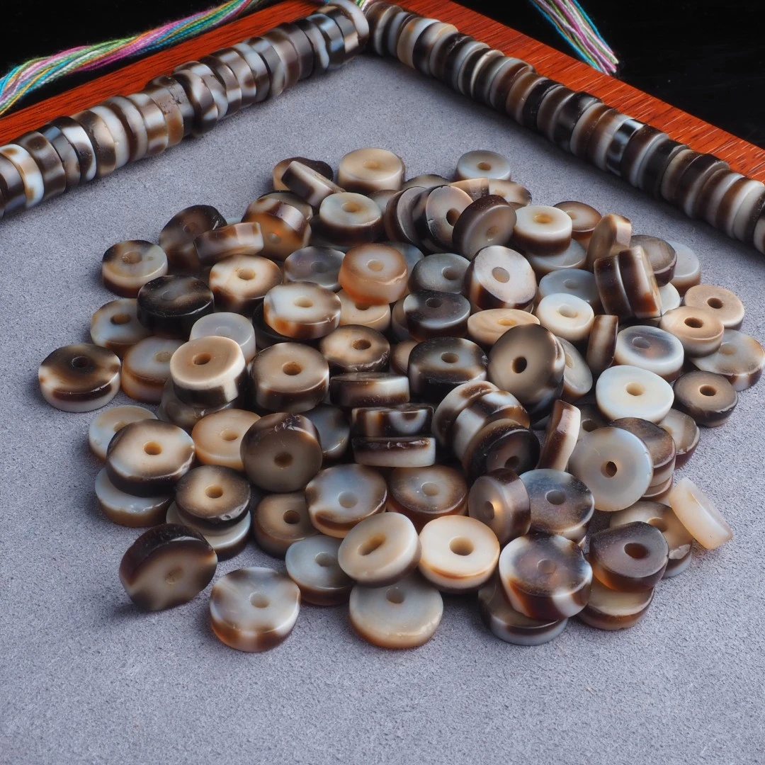 台北一手货!上肯老超手工切片药片珠条纹玛瑙多样性发货