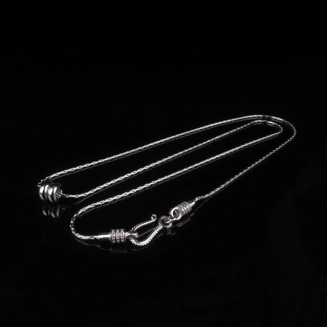 925银银制品 个性珠宝文玩挂绳手工螺丝扣头可拆卸横穿珠子脖挂
