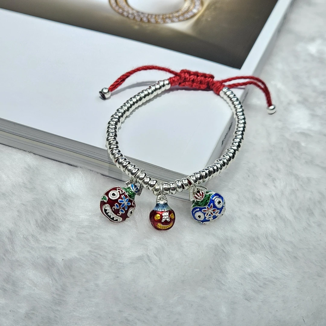 足银手链 足银9999手链盘缠国风珐琅彩纯手工编织绳编可调节复古