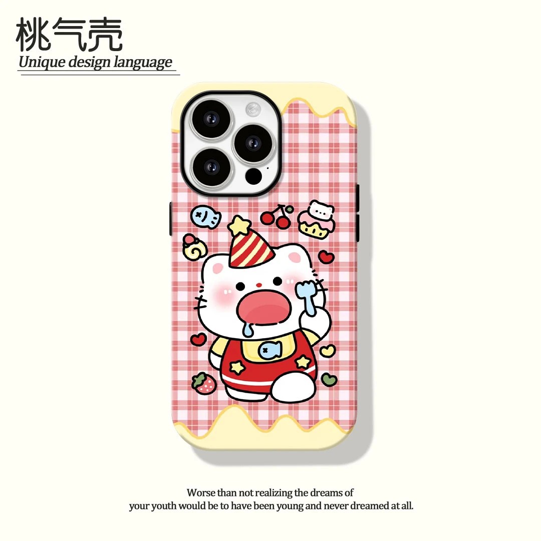 馋嘴凯蒂菲林二合一适用苹果16promax华为vivo小米oppo手机壳秋冬