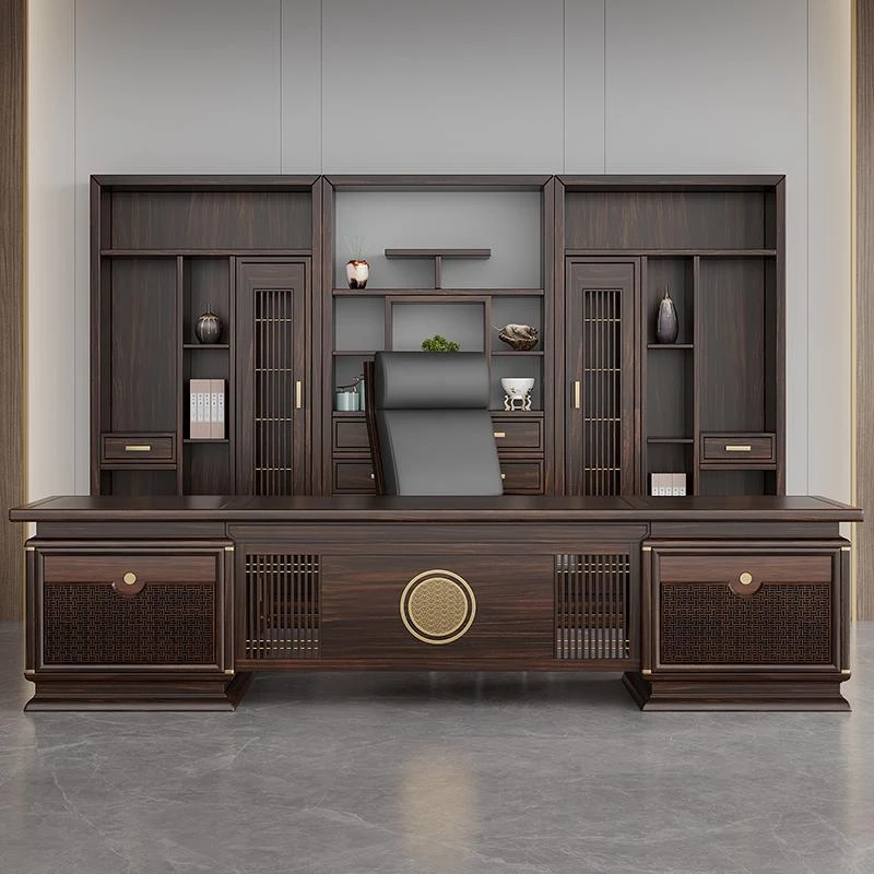 新中办公室实木大班台董事长办公桌椅组合高档总裁老板桌家具定制