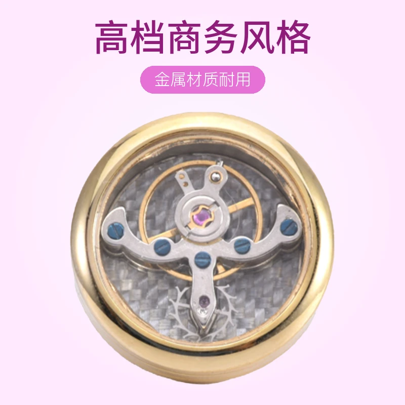 不锈钢胸针 高档陀飞轮机芯男士胸针可转动机芯胸针手表机芯胸针