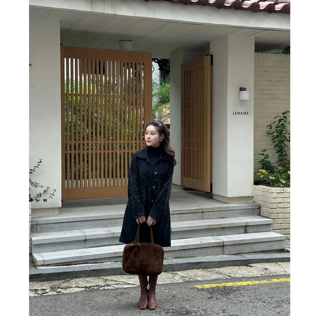 Maigela | 布鲁克林 雅丹风 进口混种羊皮羊反绒中长外套皮衣 704